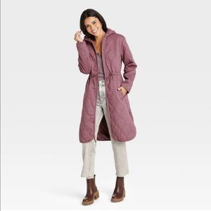 NWT Universal Thread Long Quilted Jacket Mauve M